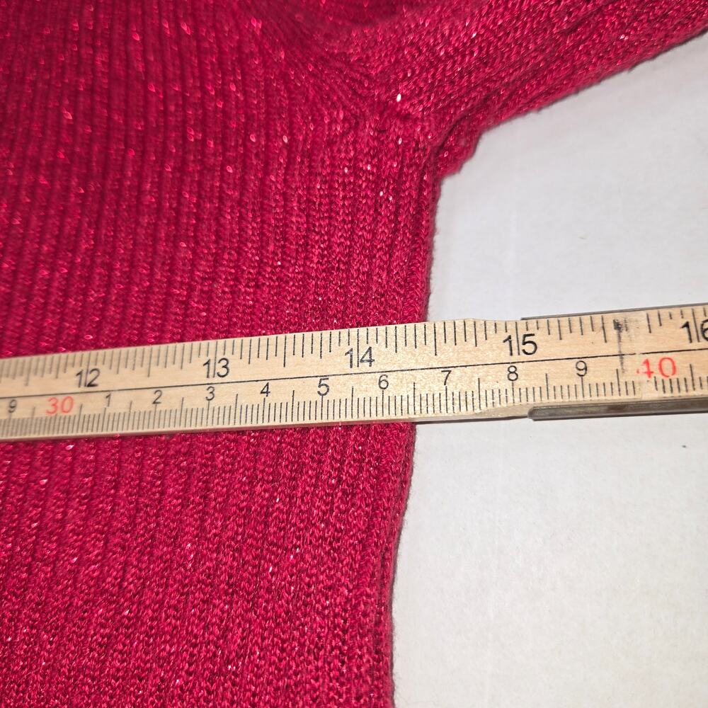 Lauren Michelle S Red Off Shoulder Embellished Sweater Beaded‎ Knit Top Holiday - Picture 8 of 9